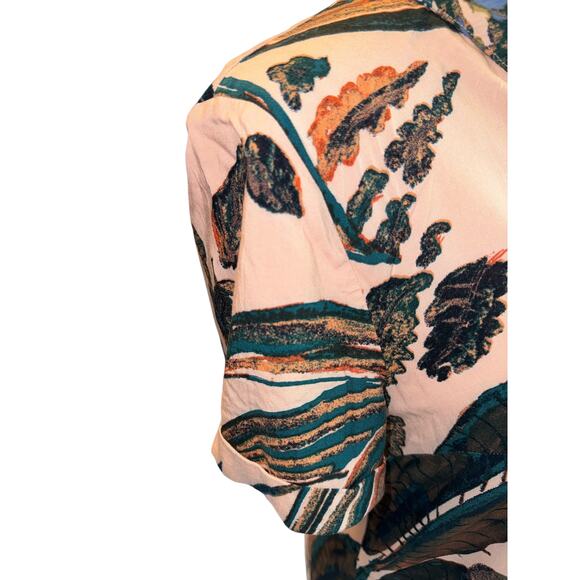 Naturals d&co | Tropical Palm Print Button-Up Shirt | Cuffed Sleeve | XS - Picture 6 of 8